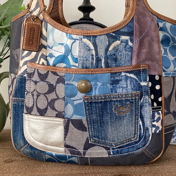 Coach Blue and Brown Denim Ergo Patchwork Tote Shoulder bag - Picture 3 of 9